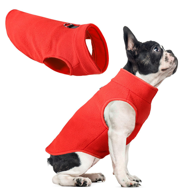 Fleece Dog Sweater Vest, Soft Warm Pullover Fleece Dog Jackets, Winter Dog Clothes for Small Mediun Large Dogs, Stretchy Fleece Vest Dog Sweater with D Ring Leash (Red, XL) - PawsPlanet Australia