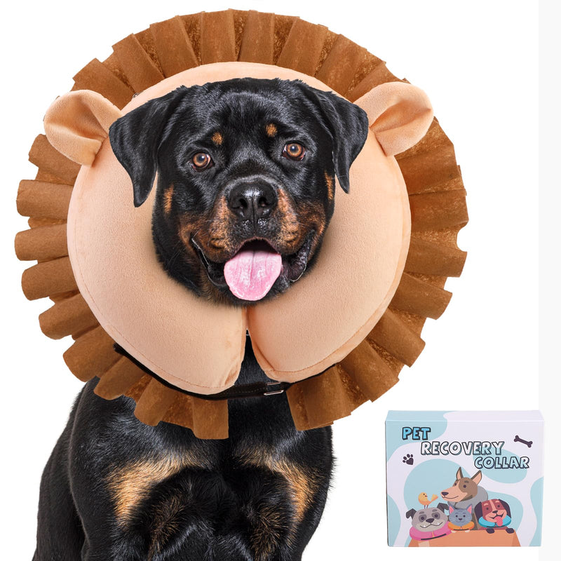 KOOLTAIL Dog Cone Collar Alternative, Soft Inflatable Dog Cone for Small Medium Large Dogs, Adjustable Donut Neck Cone for Dogs Cats After Surgery, Recovery E Collar with Enhanced Anti-Licking, Lion L - PawsPlanet Australia