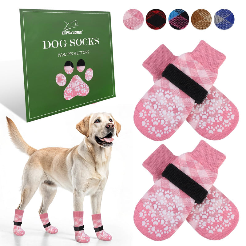 EXPAWLORER Dog Socks to Prevent Licking Paws, Dog Shoes for Hot Pavement, Anti Slip Dog Booties for Hardwood Floors, Dog Boots & Paw Protectors for Small Medium Large Senior Dogs, Pink XS X-Small - PawsPlanet Australia