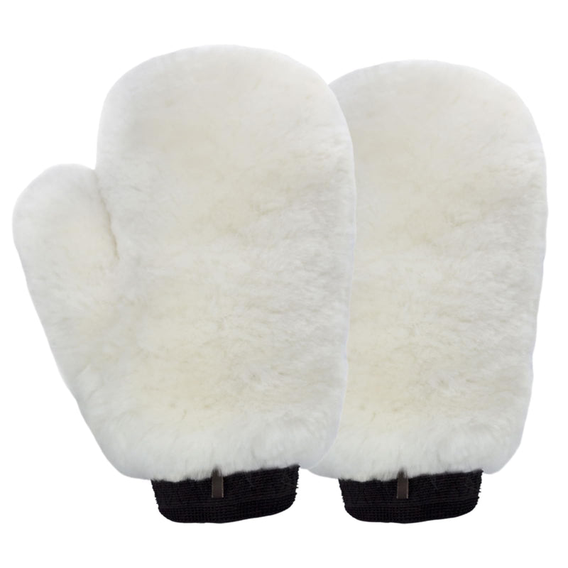 Gracefur Ultra-Soft Sheepskin Horse Grooming Mitts for Tack, Saddle & Boot Cleaning - Perfect Gloves for Tack & Horse Care (White) White - PawsPlanet Australia
