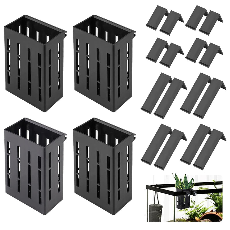 4 Pack Aquarium Plant Holder for 1-3.2in Edge, Hanging Fish Tank Plant Holder Aquatic Plant Pot with 16 Hooks for Live Plants Aquarium Planter Fish Tank Decorations 4 - PawsPlanet Australia