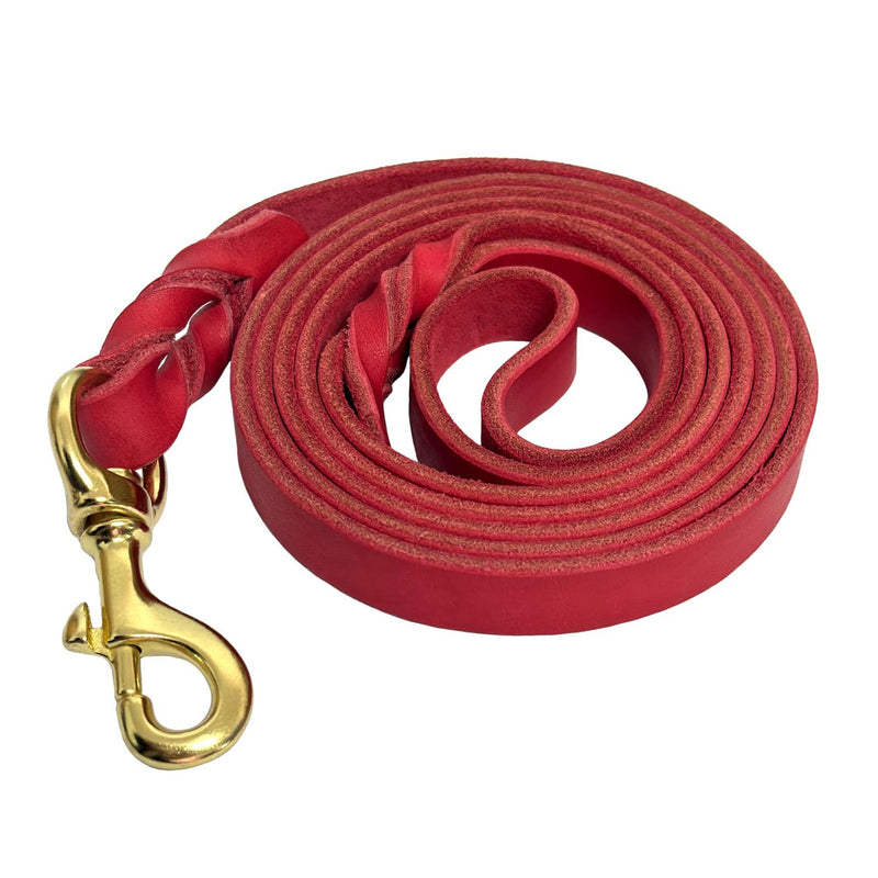 Leather Dog Leash 6ft x 3/4'', Heavy Duty Braided Dog Leashes with Rotating Clasp, Genuine Leather Dog Training Leash for Small Medium Large Dogs Red 6ftx3/4'' - PawsPlanet Australia