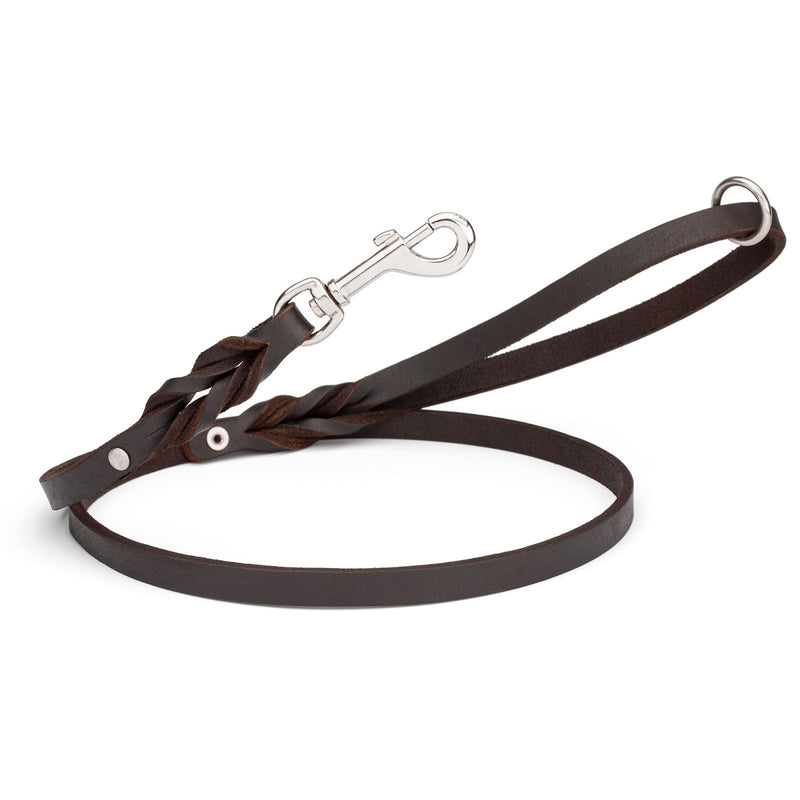 Viper Leather Dog Leash 4ft, Dog Training Leash with Nickel Plated Hardware, Leather Leash for Dogs Large Medium Small Breeds (W 3/4" - L 4 FT Brown Nickel) - PawsPlanet Australia