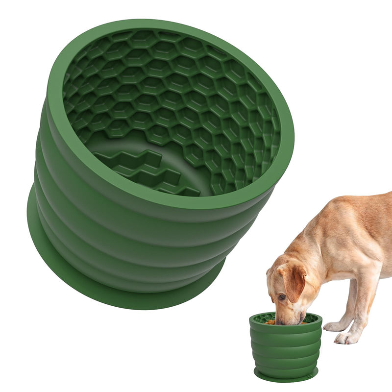 Dog Slow Feeder Lick Bowl with Suction Cup - Honeycomb Dog Lick Mat for Anxiety Relief - Non-Slip Cylindrical Pet Licking Bowl for Grooming, Training - BPA Free Silicone for Small to Large Dogs - PawsPlanet Australia