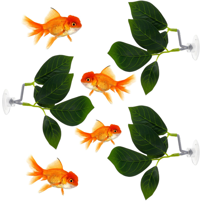 3pcs Fish Tank Decor, Betta Leaf Aquarium Décor Accessories Simulating Natural Habitat for Betta Fish Playing, Spawning, Breeding, Resting Bed with Plastic Suction Cup, Fish Tank Aquarium Accessories - PawsPlanet Australia