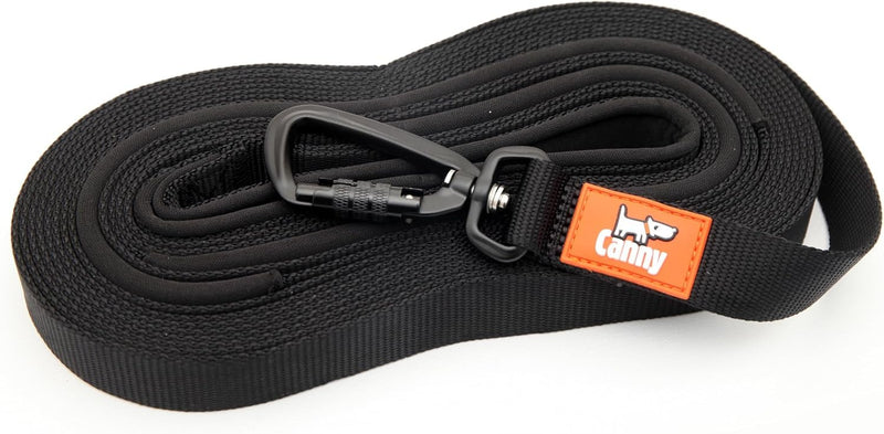 Canny Recall Lead - Long Leash for Dog Training 16ft Heavy Duty Extra Long Line Dog Lead for Outside Yard for Dogs or Puppy| Width 5/8in, Black Length 16ft, width 5/8" - PawsPlanet Australia