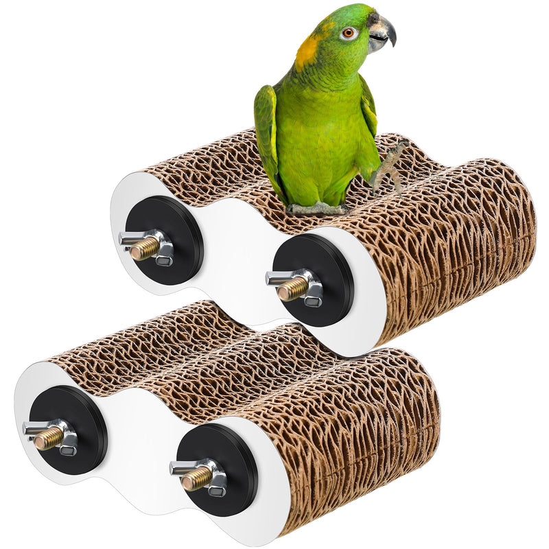 2-Piece Bird Platforms for Macaws, Small Parakeets, Conures, Budgies; Brown Corrugated Paper; Bird Perch, Chew Toy, & Playground - PawsPlanet Australia