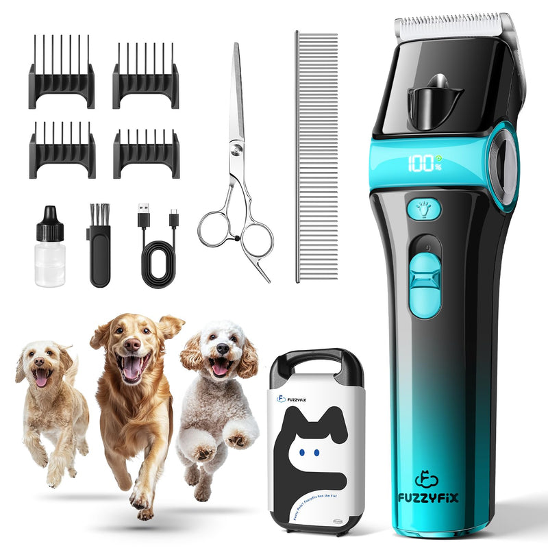 Dog Clippers for Grooming with 5-in-1 Blade, Dog Grooming Kit Cordless Rechargeable Hair Trimmer Detachable Stainless Steel Blade Pet Shaver for Small Puppy Paw Face Head Body Blue - PawsPlanet Australia