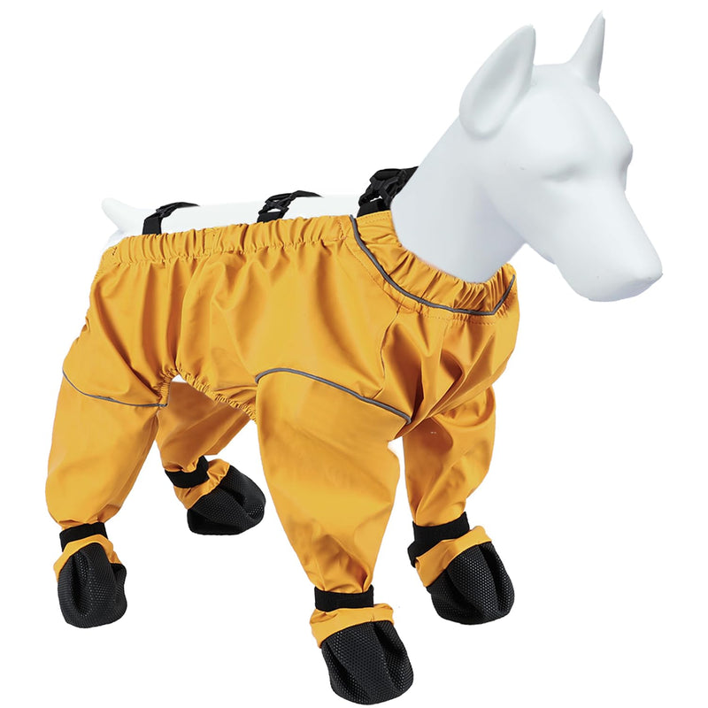 Dog Paw Boots Leggings Waterproof, Suspender Booties for Dogs Anti-Slip, Pet Paws Protector Dirty-Proof,Dog Snow Pants Shoes for Outdoor Walking Running Hiking Winter Pants Boots Yellow XS