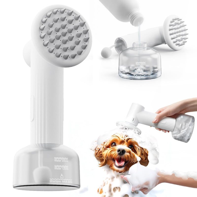 uahpet Automatic Foaming Pet Brush, Rechargeable & IPX7 Waterproof Dog Scrubber with Soft Silicone, One-Button Deep Cleaning Dog Bath Brush for Short and Long Haired Pet - PawsPlanet Australia