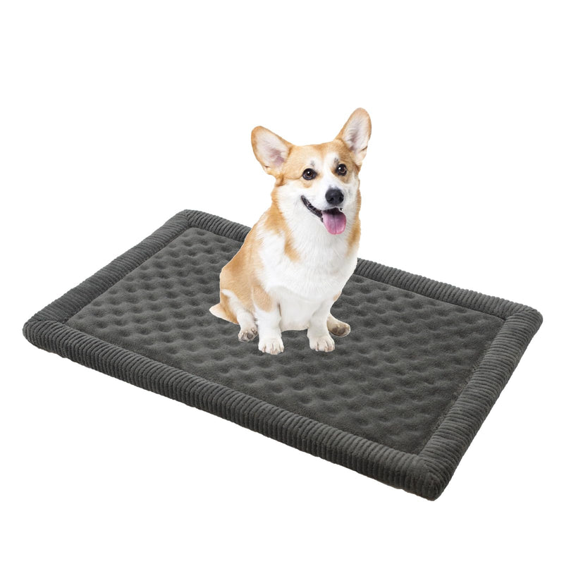 MINIDEAR Dog Crate Pad, Crate Bed Non-Skid Kennel Pad, Rubber Backing Memory Foam for Dog Bed Mat, Machine Washable Dog Bed for Crate, 19"x30" Rectangle Shape:19"x30"x1.1" Gray - PawsPlanet Australia