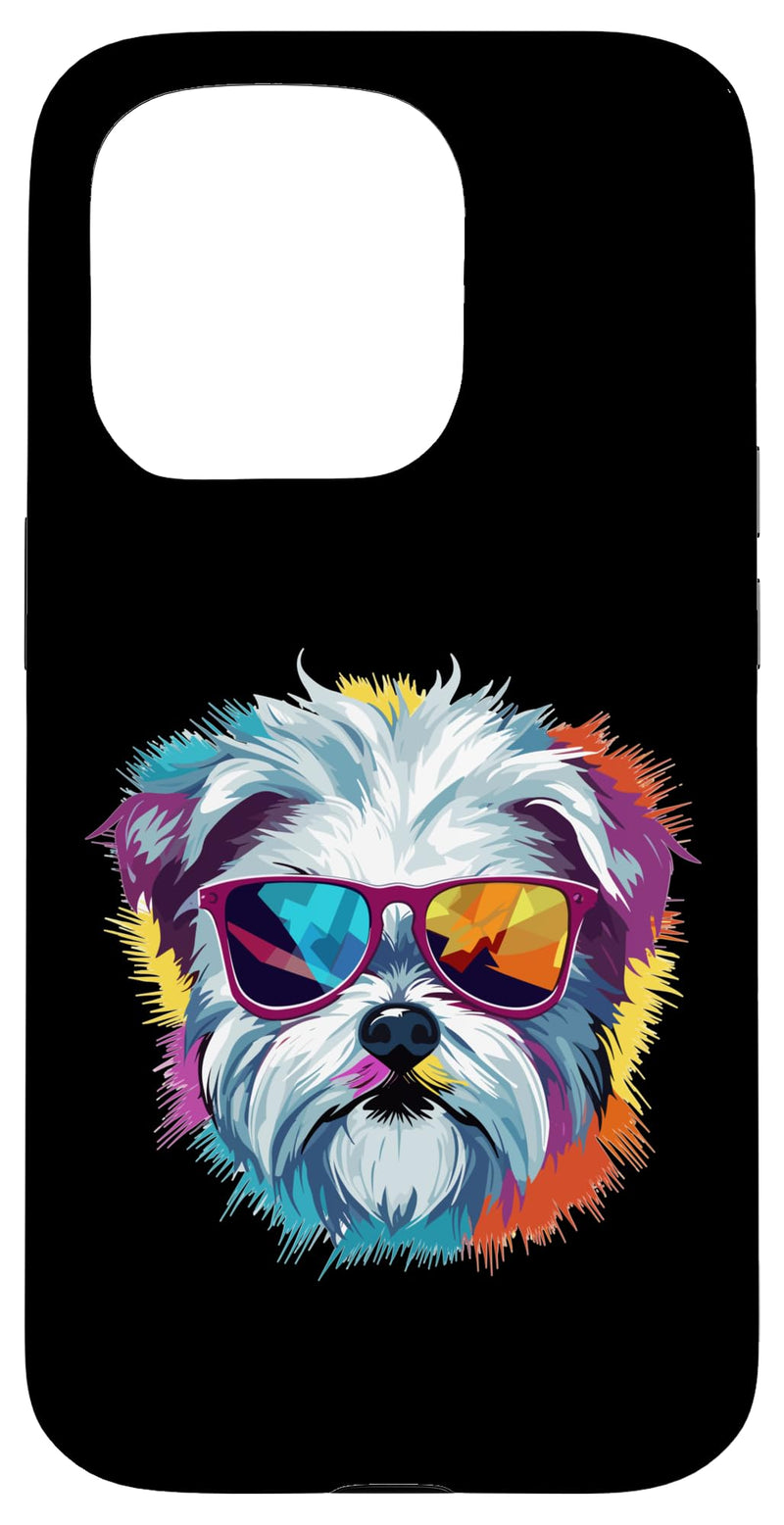 iPhone 15 Pro Maltese Dog Breed Pet with Sunglasses Pop Art Case iPhone 15 Pro - PawsPlanet Australia