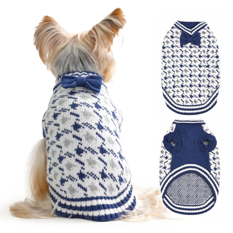 Dog Sweaters for Small Dog Male Cold Weather Doggie Knitwear Sweater Pet Winter Knit Outfit Chihuahua Pocket Beagle Mini Dachshund Yorkie Schnauzer Clothes for Dog Girls Boys (Blue, M) Blue Medium - PawsPlanet Australia