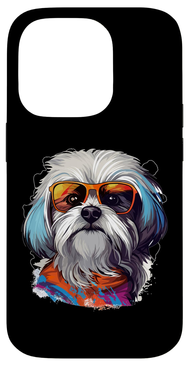 iPhone 14 Pro Maltese Dog Breed Pet with Sunglasses Case iPhone 14 Pro