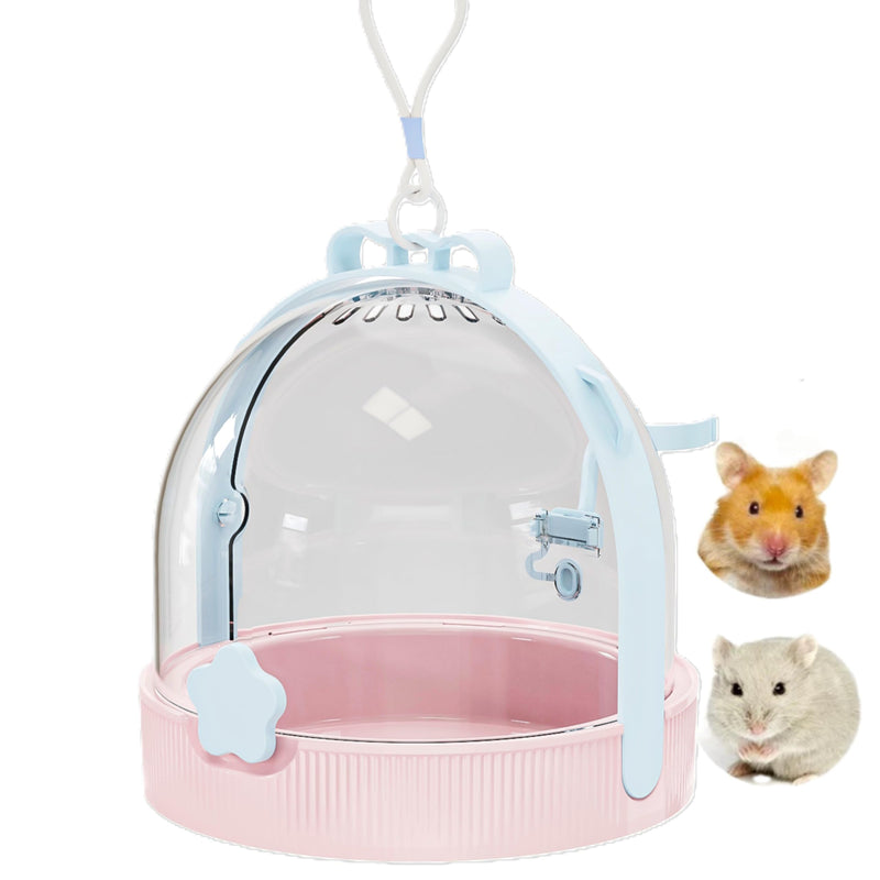 TUTU&LELE Small Animal Carrier, Travel Carry-Out Cage with Warm Plush Pads and Water Bottle can be Carried Both by Hand and Crossbody, Suitable for Dwarf Hamsters, mice, Hamsters (Blue) Blue - PawsPlanet Australia