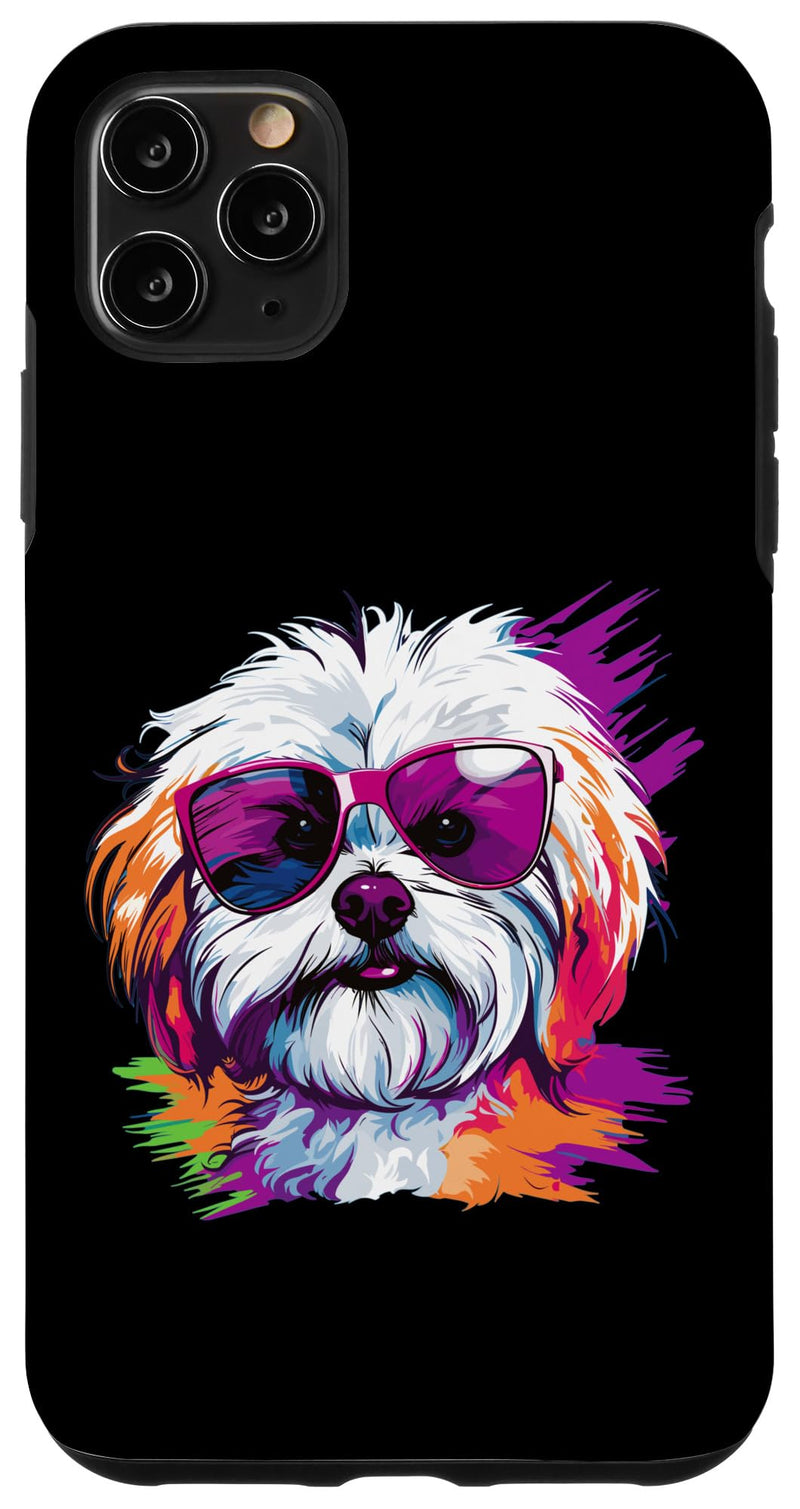 iPhone 11 Pro Max Maltese Dog Breed Pet with Sunglasses Pop Art Case iPhone 11 Pro Max