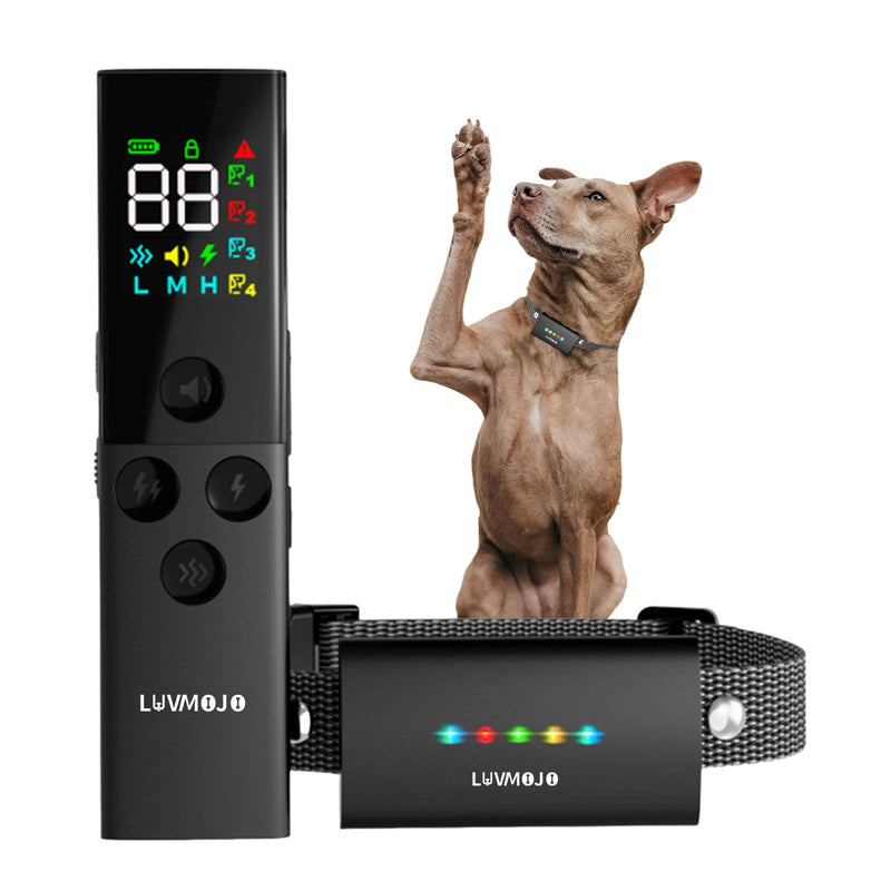 4 Dogs Shock Collar, 1640FT Dog Training Collar with Remote, Waterproof Electric Educator, Smart Anti-bark Trainer, 4 Modes Stop Bad Behaviors, Security Lock, Rechargeable e-Collar for Puppy Black Set(Collar+Remote) - PawsPlanet Australia