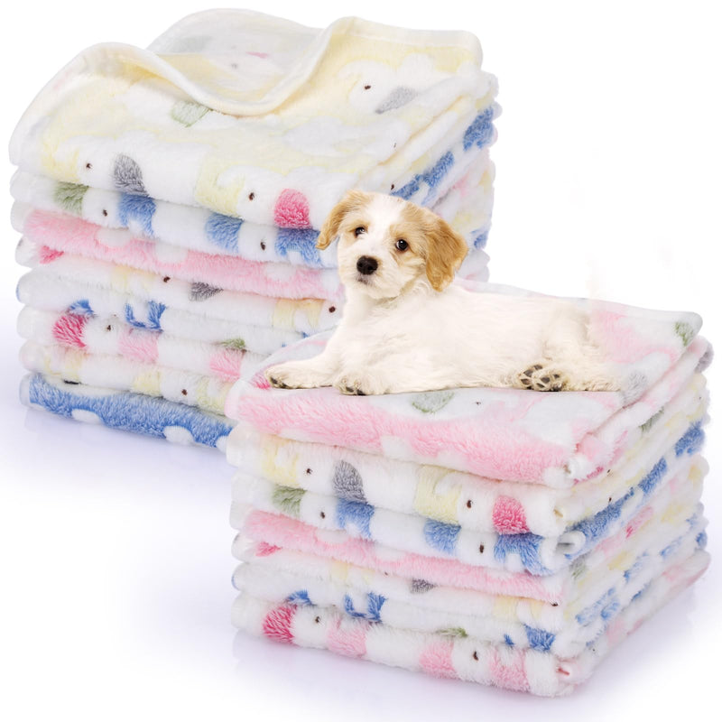 Chumia 15 Pcs Blankets for Dog Cat Soft Fluffy Fleece Washable Pet Dog Pattern Print Fleece Blankets for Pets Throw Warm Bed Mat for Puppy Cat 3 Colors, 24 x 16 Inches(Elephant) Elephant - PawsPlanet Australia
