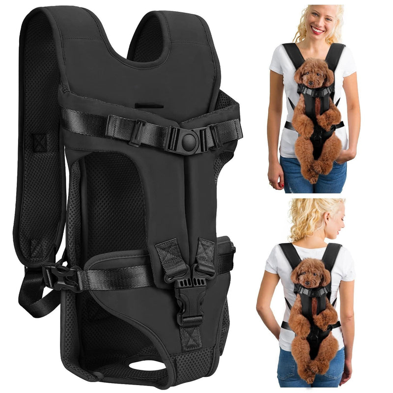Dog Carrier Backpacks, Adjustable Dog Backpack Carrier, Legs Out Easy-fit Dog Chest Carrier for Medium Small Dogs, Hands Free Dog Front Carrier for Hiking, Cycling（Black M） Black - PawsPlanet Australia