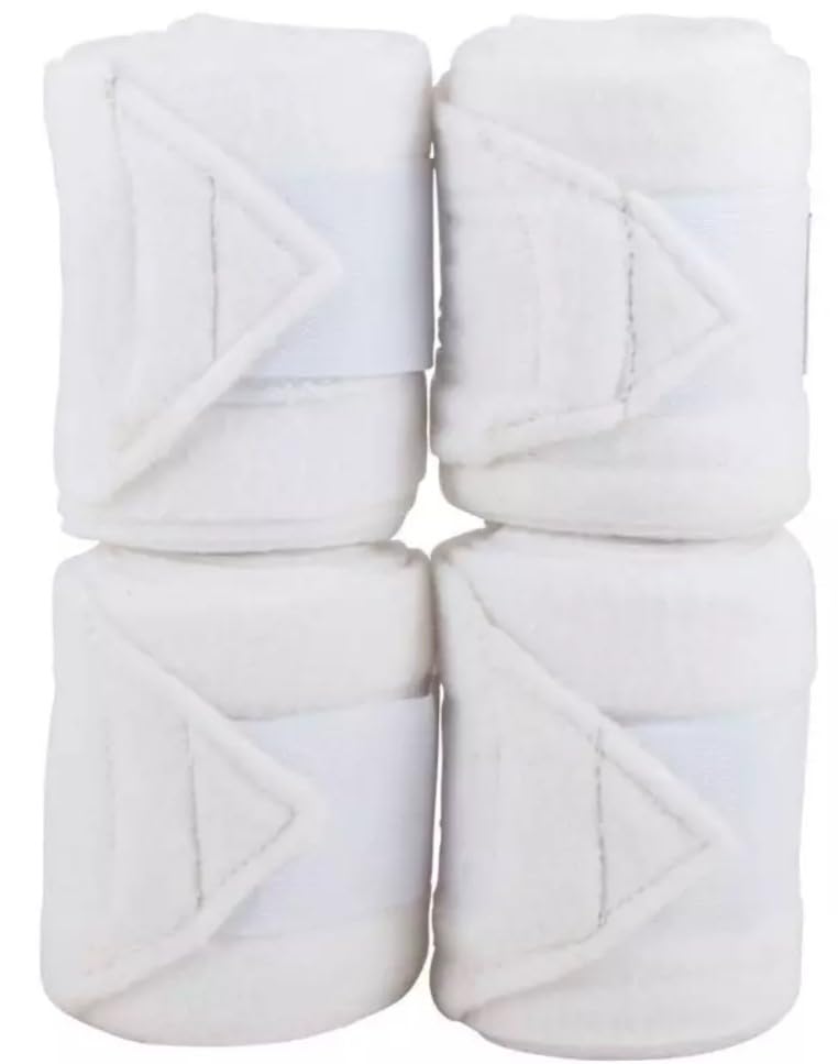 Fleece Horse Polo Wraps Set of 4 Bandages 4" Width, 3 Meters Length (White) - PawsPlanet Australia