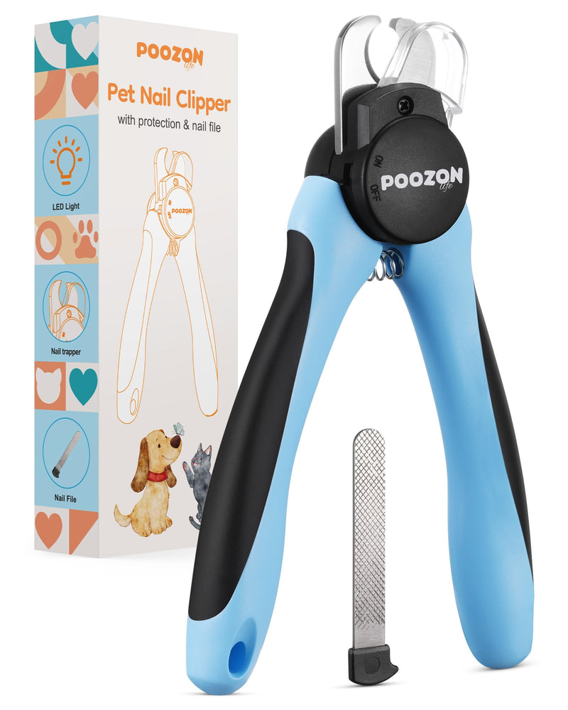 Dog Nail Clipper with Light, Illuminates Nail Clipper Kit or Bloodline for Safe, Easy Trimmers, Extra Sharp for Thick Nails, Quick Sensor, Avoid Over Cutting Toenail, for Cats & Dogs Light Blue - PawsPlanet Australia