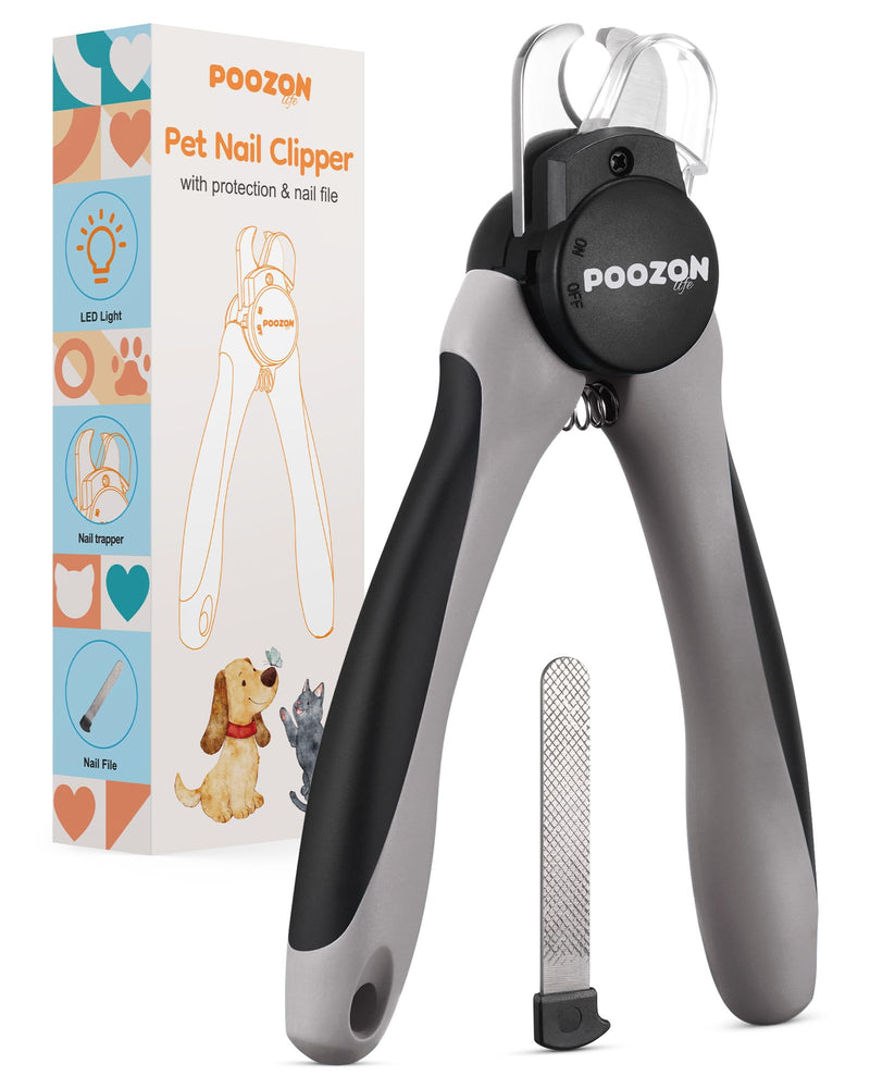 Dog Nail Clipper with Light, Illuminates Nail Clipper Kit or Bloodline for Safe, Easy Trimmers, Extra Sharp for Thick Nails, Quick Sensor, Avoid Over Cutting Toenail, for Cats & Dogs Grey - PawsPlanet Australia