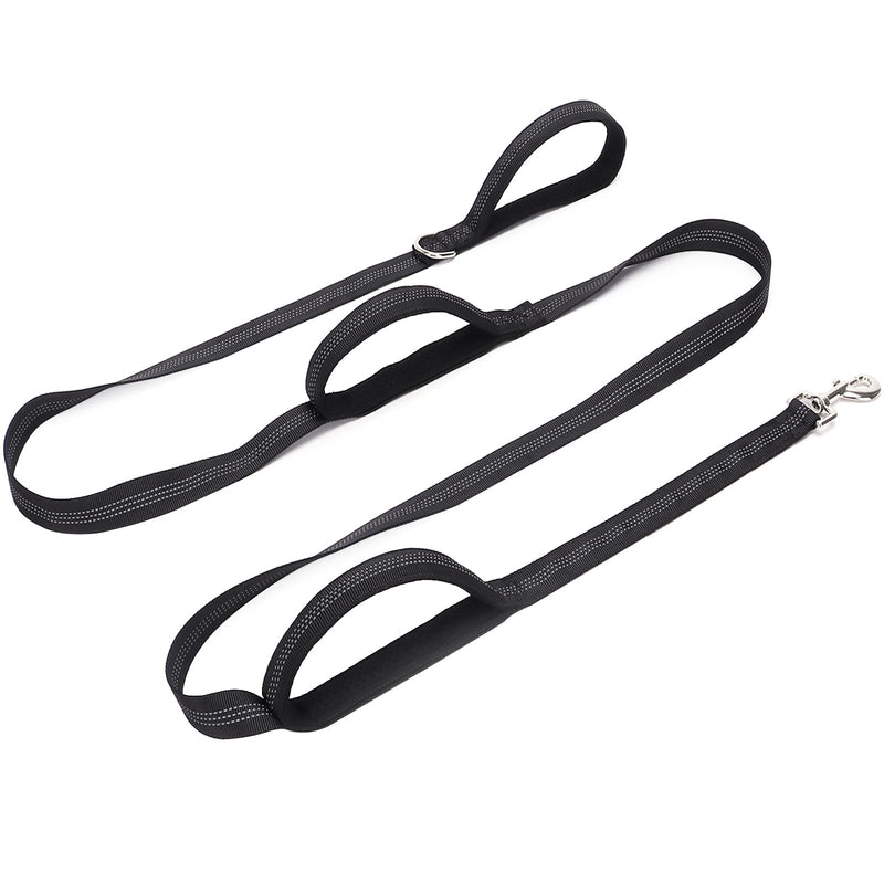 8 ft Three Handle Dog Leash, Strong Nylon Reflective Triple Handle Dog Lead, 3 Traffic Handle Leash for Medium Large Dogs Walking Control Safety Training (Black) 8FT* 1 inch black - PawsPlanet Australia