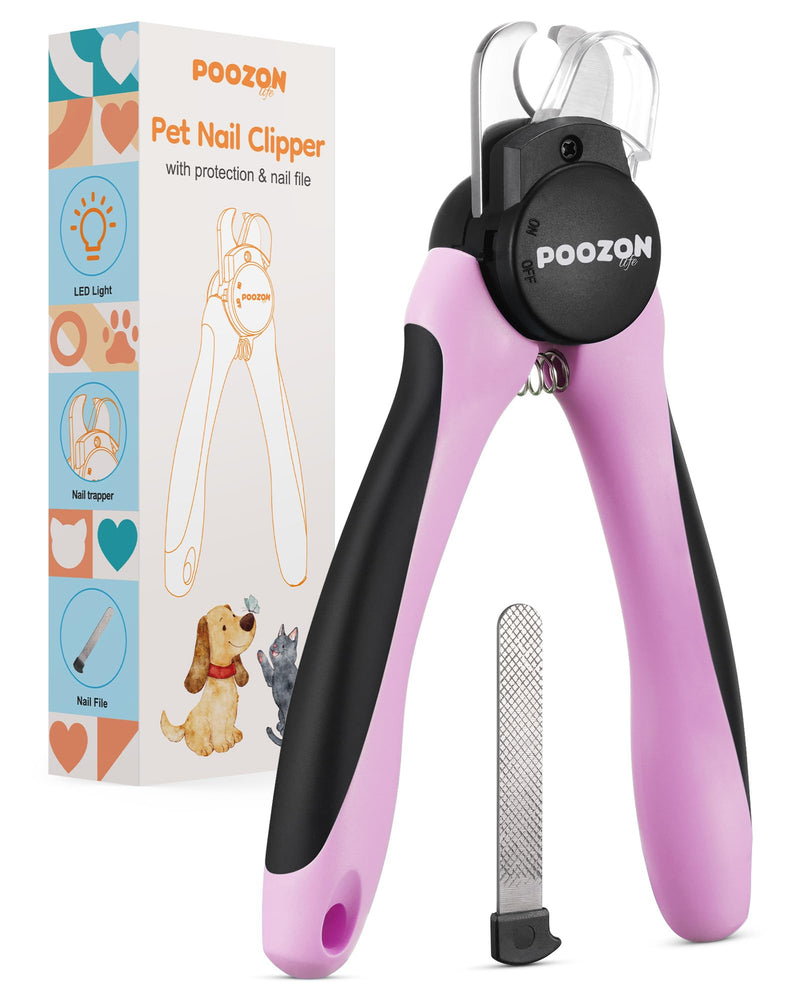 Dog Nail Clipper with Light, Illuminates Nail Clipper Kit or Bloodline for Safe, Easy Trimmers, Extra Sharp for Thick Nails, Quick Sensor, Avoid Over Cutting Toenail, for Cats & Dogs Pink - PawsPlanet Australia