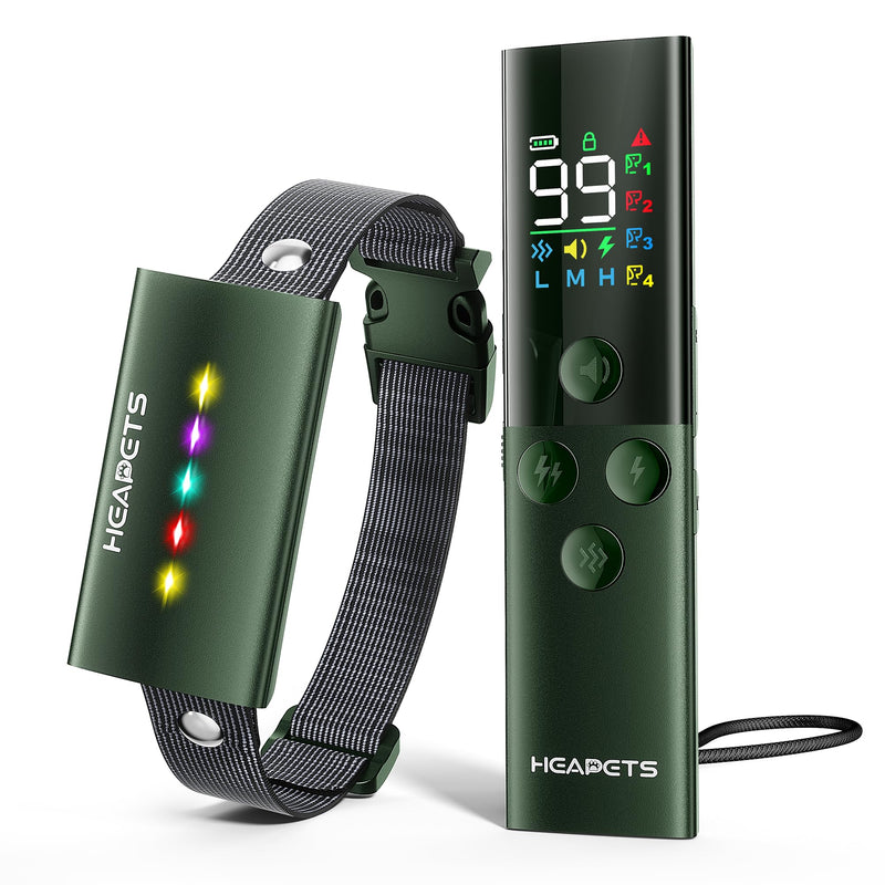 Dog Training Collar with Remote Control, 1600FT Electric Collars for Dogs 8-120 LBs, IP67 Waterproof Collar with Safe Static, Beep, Vibration, Rechargeable E-Collar for Small Medium Large Dogs, Green Green-TC-028 - PawsPlanet Australia