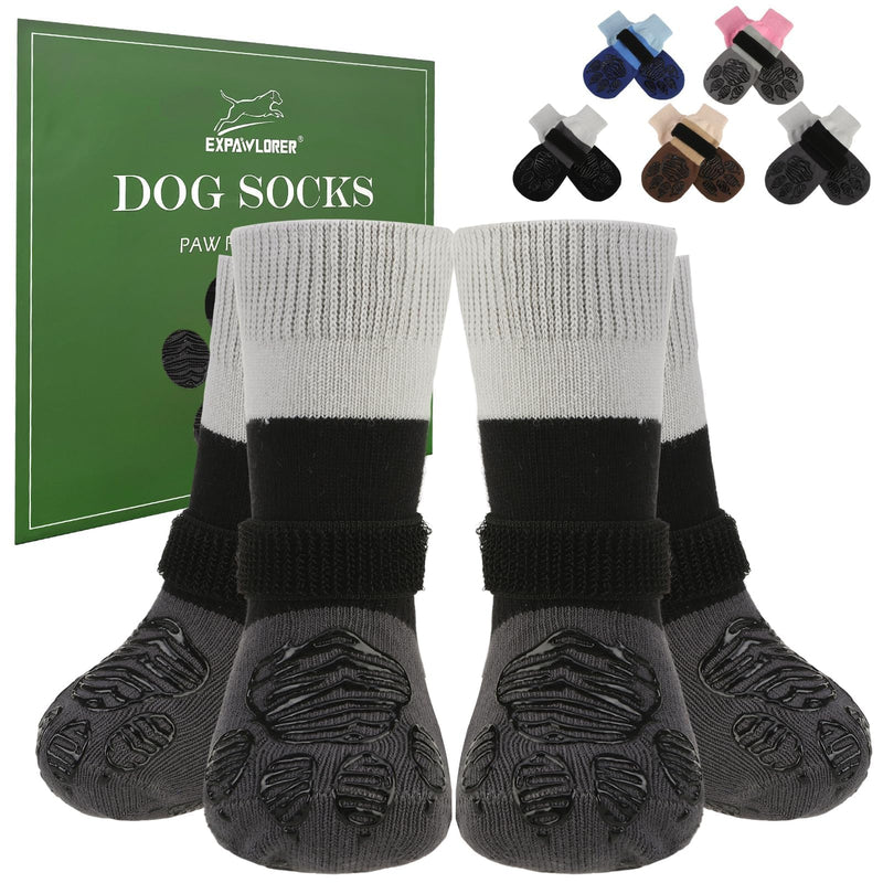 EXPAWLORER Anti Slip Dog Socks to Prevent Licking Paws, Dog Shoes for Hot Pavement, Dog Booties for Hardwood Floors, Dog Boots & Paw Protectors with Grippers for Small Medium Large Senior Dogs Grey XL X-Large - PawsPlanet Australia