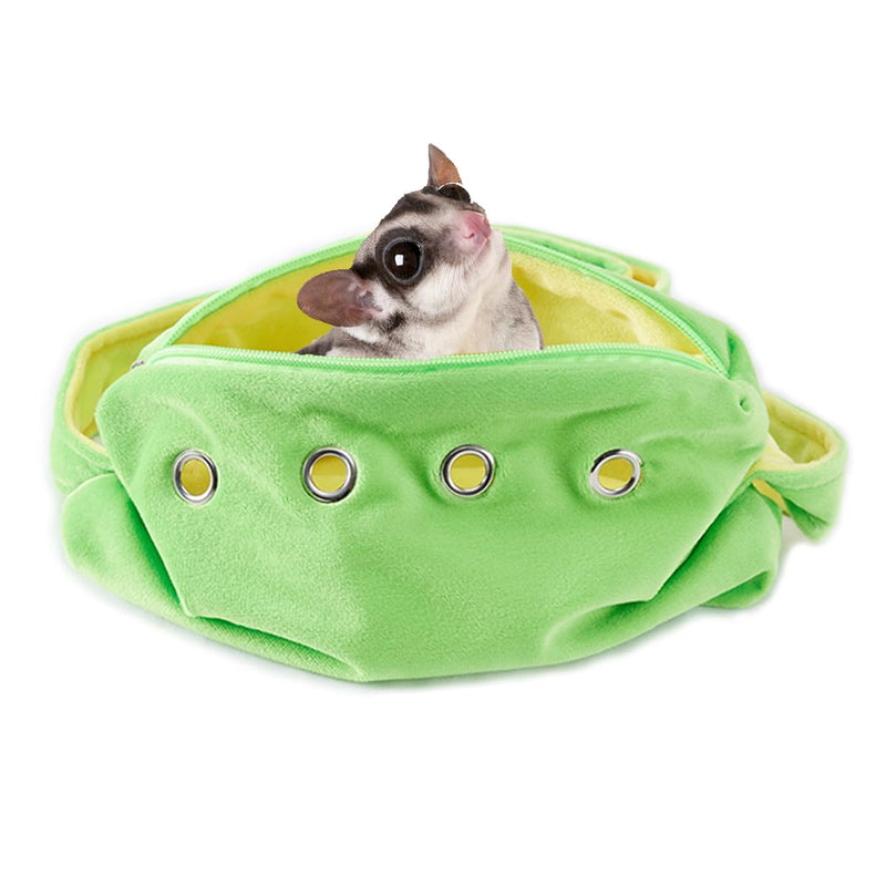 Meow&Woof Sugar Glider Bonding Pouch Small Pet Carrier Bag Sling with Strap Critter Cuddler for Gliders Ferret, Rat, Hedgehog, Hamster Outdoor-Green Green