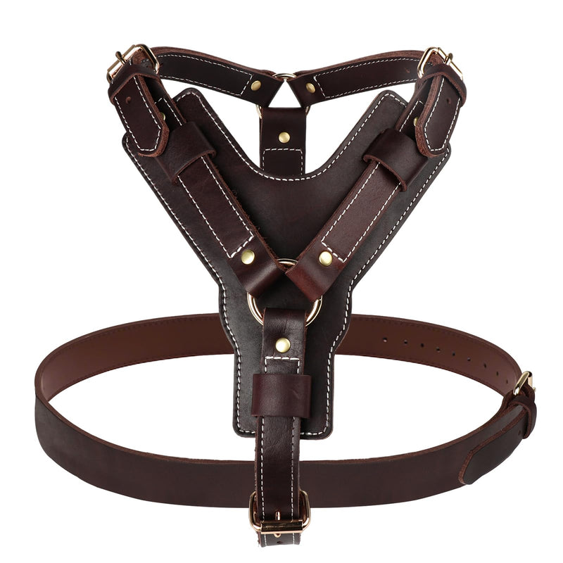 Guiding Star Leather Dog Harness Heavy Duty Dog Harness for Large Dogs Soft Dog Vest with Adjustable Straps for Large Extra Large Dogs Vest 24"-30" Dark Brown Chest:24-30" - PawsPlanet Australia