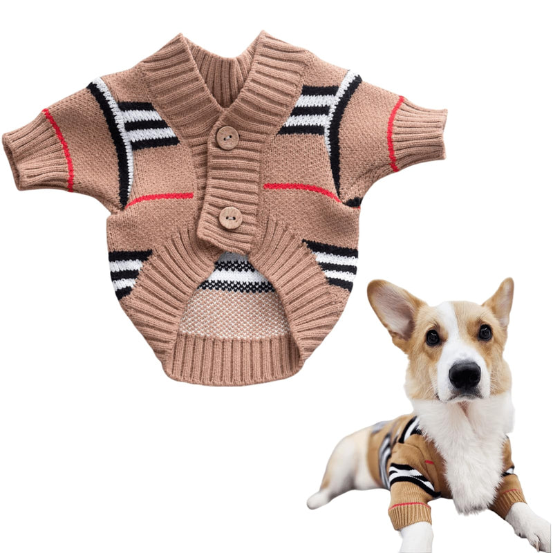 Cute Knitted Cat Sweaters Warm Striped Dog Apparel Thickened Winter Kitten Sweaters for Indoor Cats and Small Dogs (Stripe 1,M (3.3-5.5lbs)) Stripe 1 M (3.3-5.5lbs) - PawsPlanet Australia