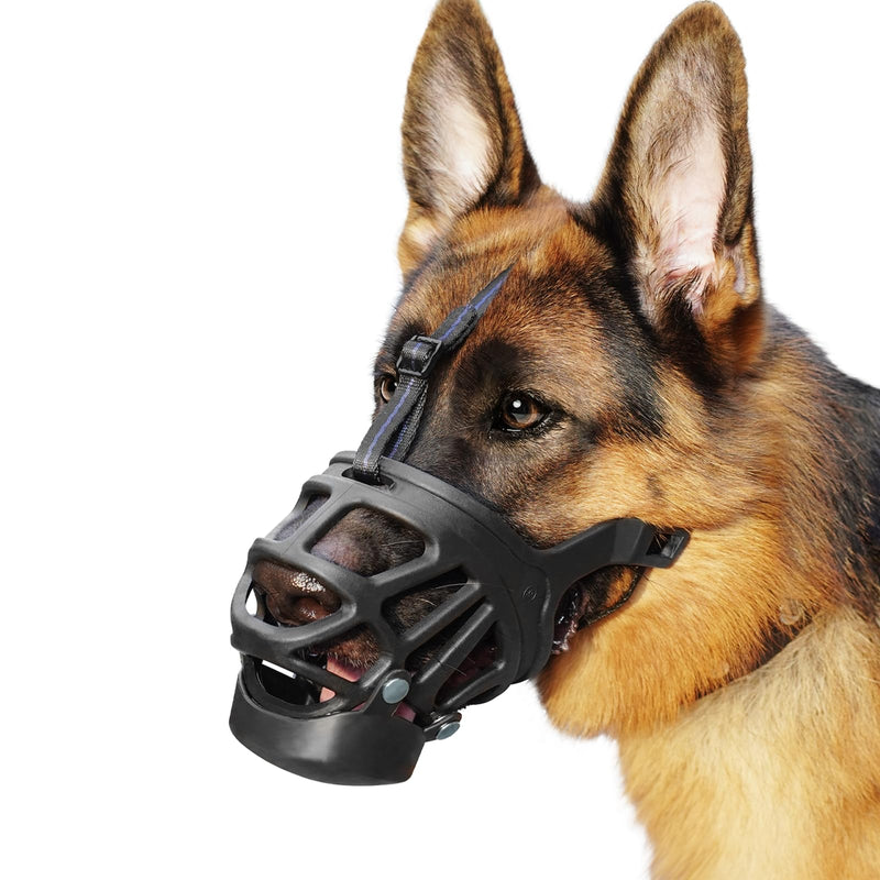 BARKLESS Basket Muzzle for Large Dogs, Humane Muzzle to Prevent Biting and Scavenging, Snap-on Treat Cover Helps Dogs Acclimatize Mouth Cover, Adjustable Mouth Guard for Positive Training, Grooming Black L - PawsPlanet Australia