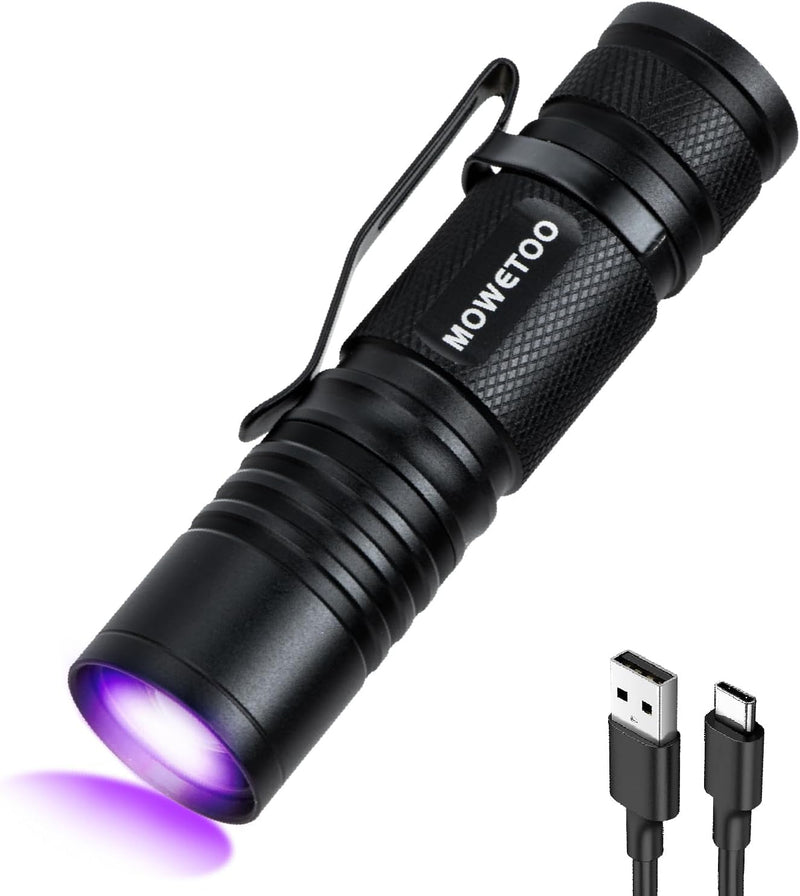 Black Light UV Flashlight Rechargeable, 395nm Mini Zoomable Blacklight Woods Lamp, Portable But Powerful USB Ultraviolet Flashlights for Pet Urine Detection, Home, Scorpions, Resin Curing, Leak - PawsPlanet Australia