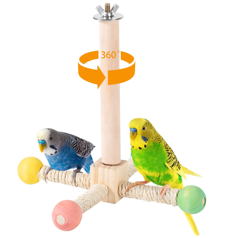 Rotating Bird Perches Toy, Interactive Spinning Parrot Parakeet Toys, Wooden Exercise Stand Bird Cage Accessories for Budgies,Cockatiels,Small Birds Rotating Bird Swing Toys - PawsPlanet Australia