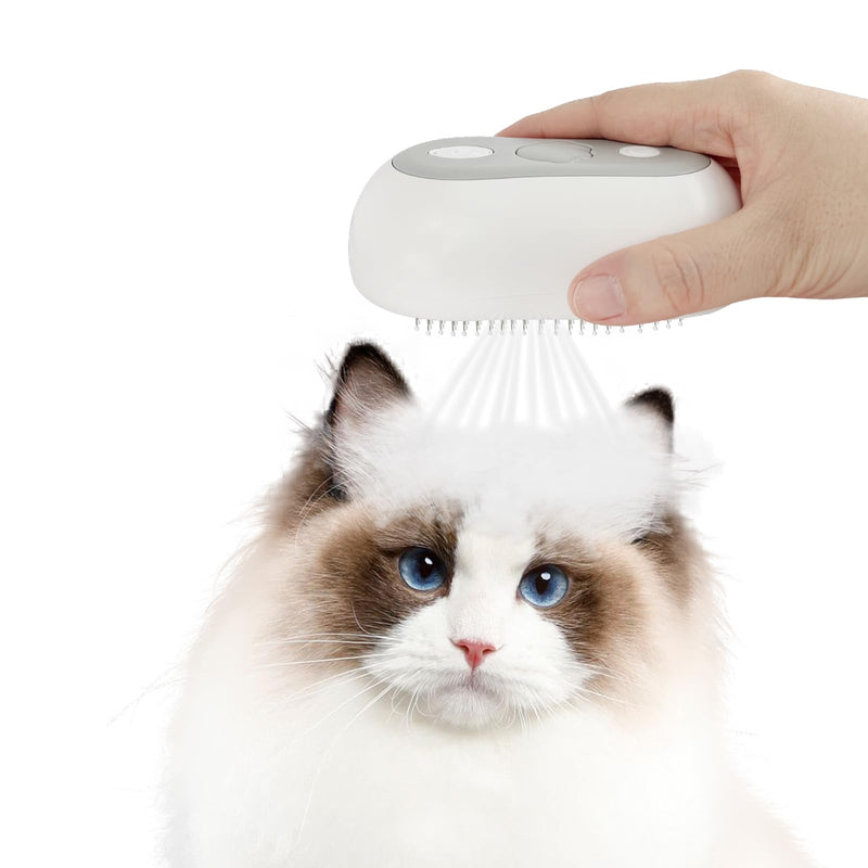 Cat Brush for Shedding Rechargeable Cat Steam Brushes for Indoor Cats Self-Cleaning Pet Grooming Tool for Long and Short Hair Steamy Dog Comb Cat Deshedding Hair Brush, Grey - PawsPlanet Australia