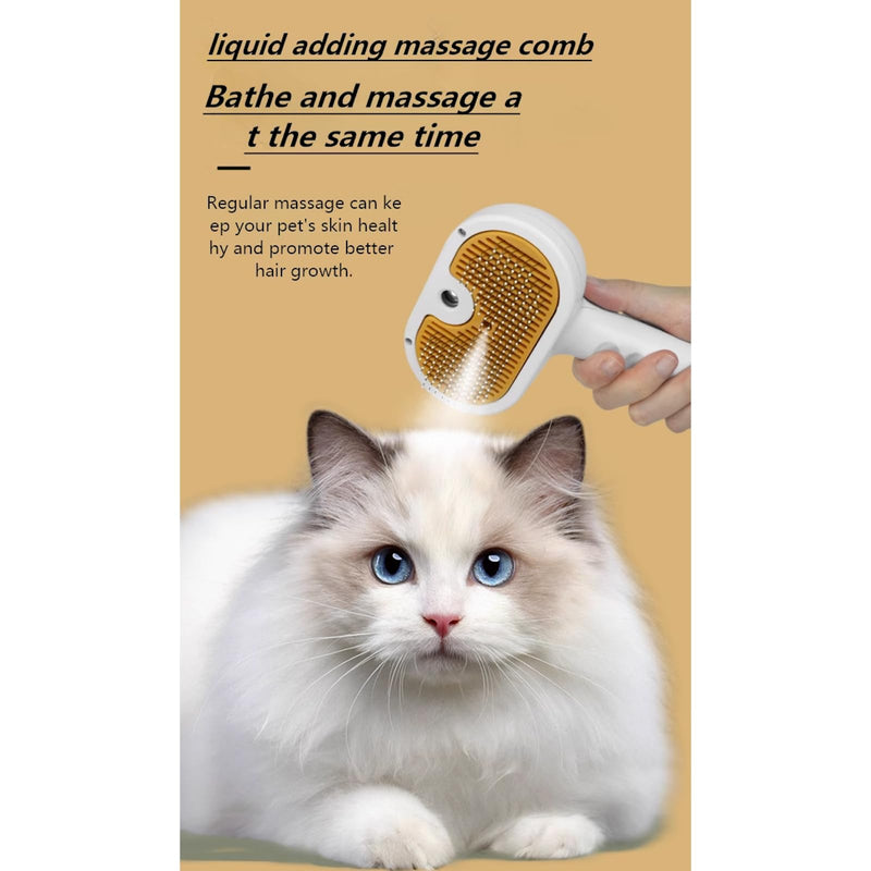 Cat Brush for Shedding Rechargeable Cat Steam Brushes for Indoor Cats Self-Cleaning Pet Grooming Tool for Long and Short Hair Steamy Dog Comb Cat Deshedding Hair Brush, Yellow - PawsPlanet Australia