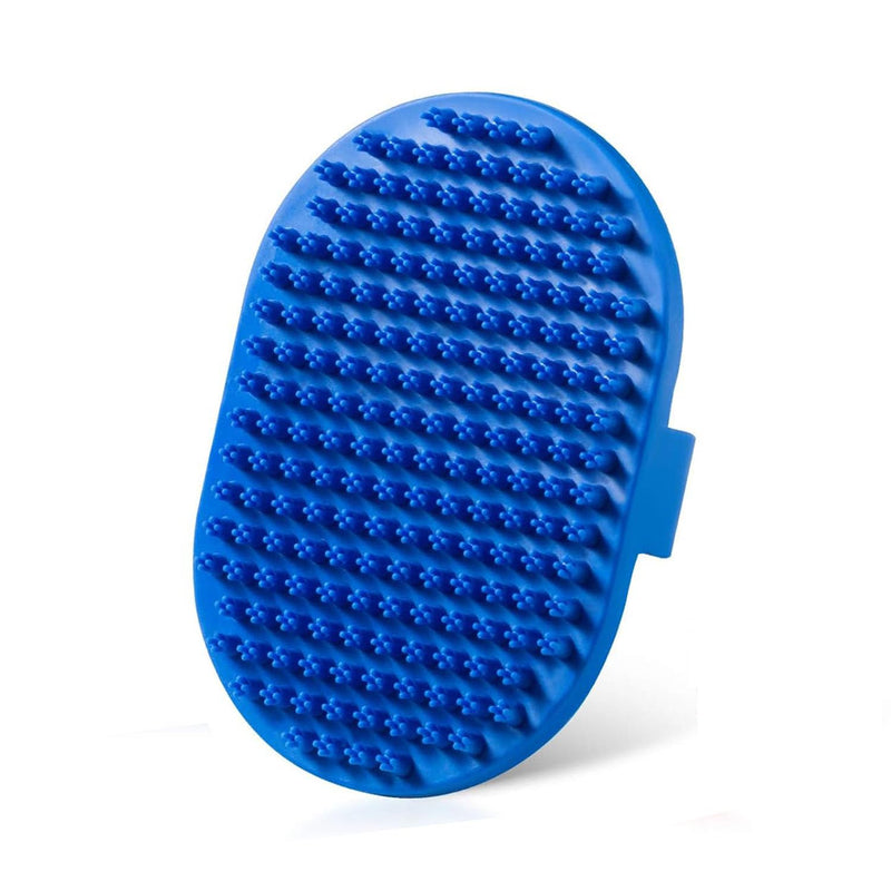 Lilpep Dog Bath Brush, Rubber Pet Shampoo Brush with Silicone Bristles for Massaging Grooming, Removing Short Haired Dogs Cats Shedding, Tangles and Dead Undercoat (Blue, plum brush) Blue - PawsPlanet Australia
