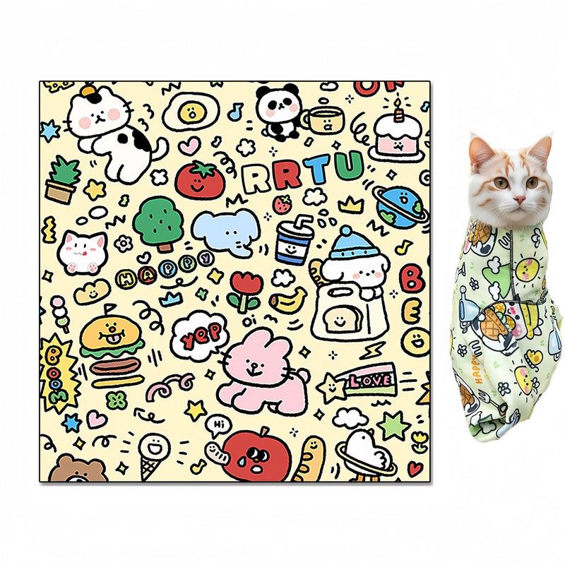 Cat Wrap for Cutting Nails Cloth Burrito Wrap for Nail Clipping,Scratch and Escape Prevention,Multi-Purpose Swaddle Wrap Pet Worker (Scrawl, 21.65inchx21.65inch) scrawl - PawsPlanet Australia