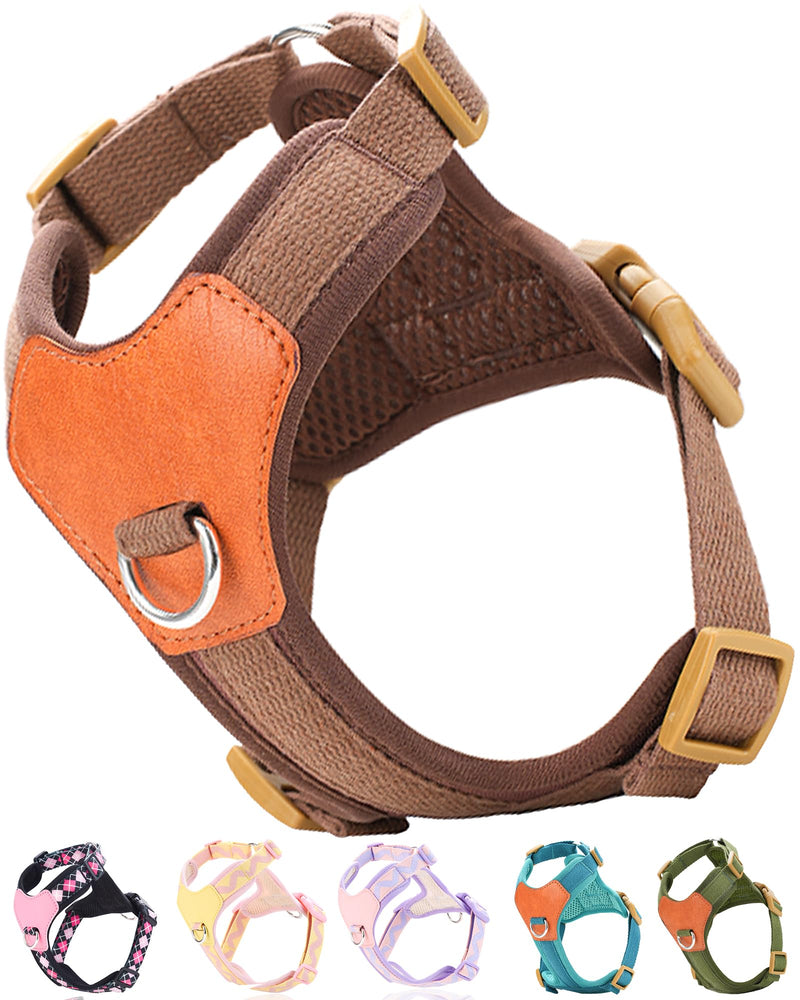Brown xs Dog Harness for Small Dogs, No Pull Dog Harness with 2 Leash Clips, Puppy Harness, Dog Vest Harness (Brown, XS) Brown - PawsPlanet Australia