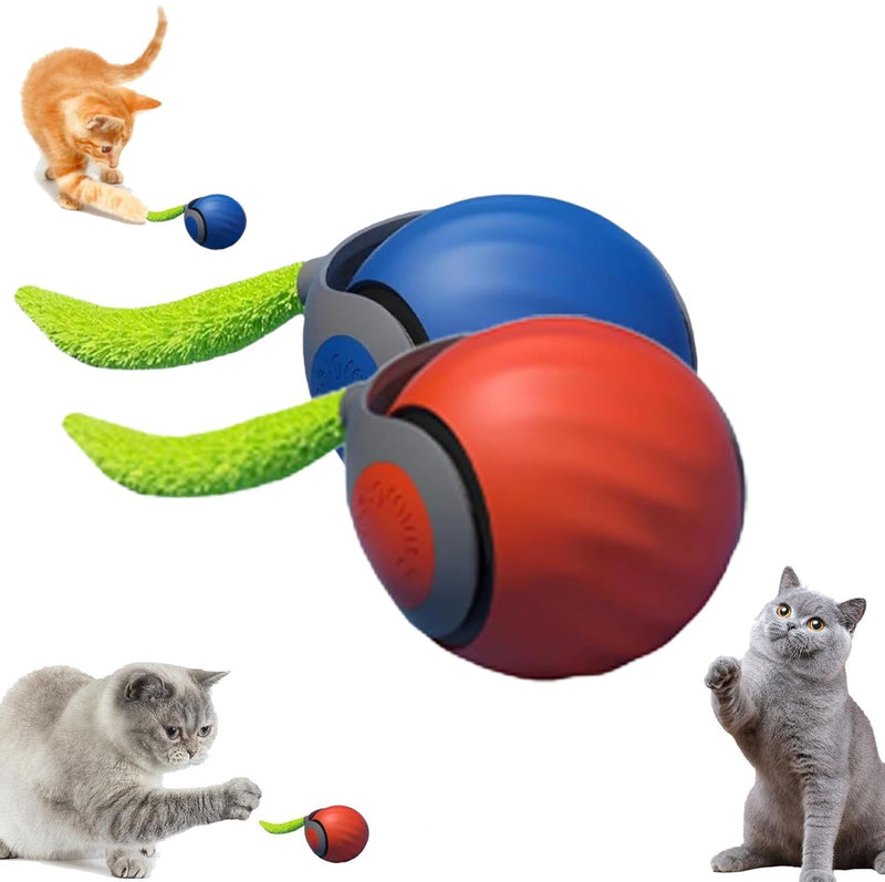 Speedy Tail 2.0, Speedy Tail 2.0 Cat Toy, Interactive Cat Toy for Indoor Cats, Automatic Moving Cat Toy Ball, USB Rechargeable Smart Cat Toys Ball with Tail, Two Speed Adjustment (Blue + Orange) - PawsPlanet Australia