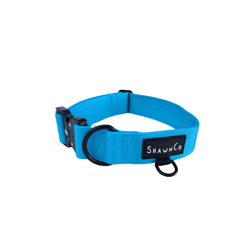 ShawnCo Basecamp Dog Collar- Premium, Adjustable, Heavy-Duty Nylon Tactical Dog Collar with Metal Buckle for Medium and Large Dogs (Oceanic Blue, S) Oceanic Blue - PawsPlanet Australia