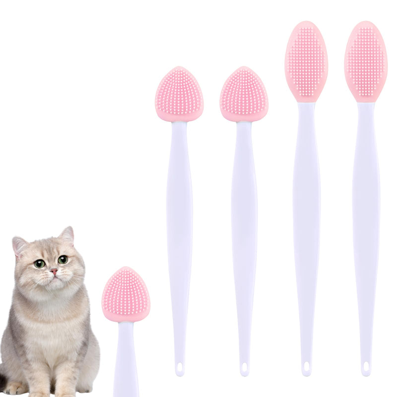 4Pcs Cat Acne Chin Treatment, Cat Acne Brush Set, Black Seed Exfoliating Brush, Dual Sided Silicone Cat Brush, for Cats Chin Acne and Blackhead Exfoliation Pink - PawsPlanet Australia