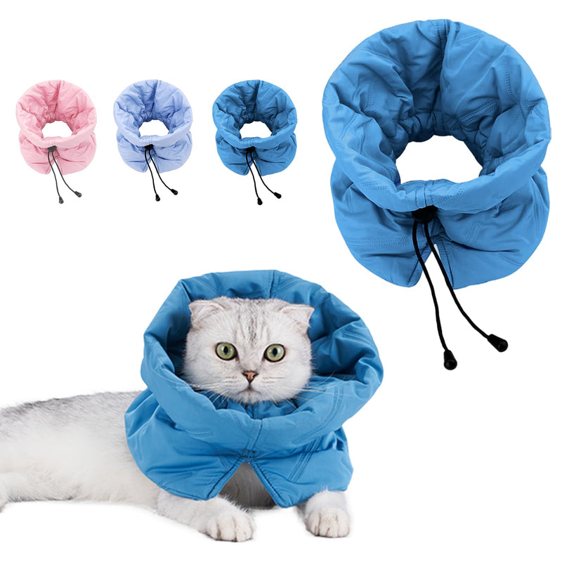 Cat Recovery Collar, Soft Adjustable Cone for Cats and Kittens, Lightweight Waterproof Elizabethan Collar for After-Surgery Care, Prevent Licking and Scratching, Neck Protector for Pets（Lake Blue,M） Lake Blue M - PawsPlanet Australia
