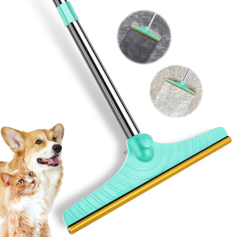 5FT Carpet Rake Pet Hair Remover, Reusable Carpet Rake with Telescopic Handle for Pet Hair Removal Tool Dog Cat Fur Remover Broom for Rugs, Mats, Beds, Stairs (Blue) Blue