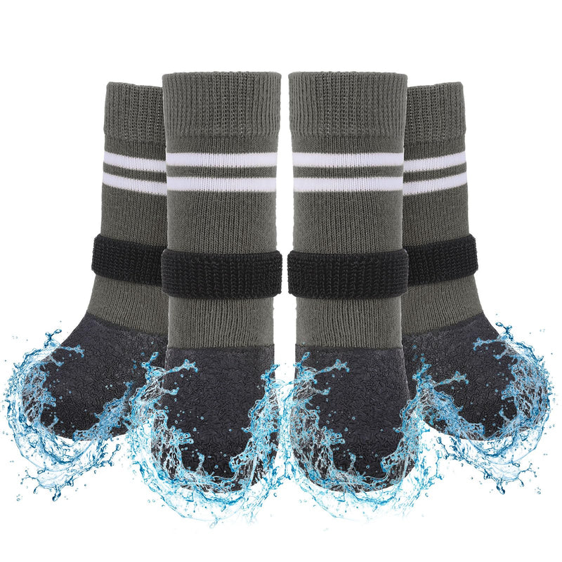 SCENEREAL Anti Slip Dog Boots & Paw Protectors for Hardwood Floor, Extended Dog Socks to Prevent Licking Paws, Waterproof Pet Snow Rain Shoe for Winter Medium Senior Dogs, Grey M Medium(Paw width 2.04in/5.2cm) - PawsPlanet Australia