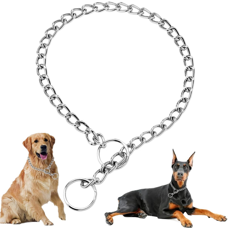 Silver Dog Choker Collar for Large Dogs Heavy Duty Metal Slip Dogs Chain Collars Martingale Training Collars for Small Medium Large Breed Pets, X-Large XL(Neck Max 22inch)D4mm Silver - PawsPlanet Australia
