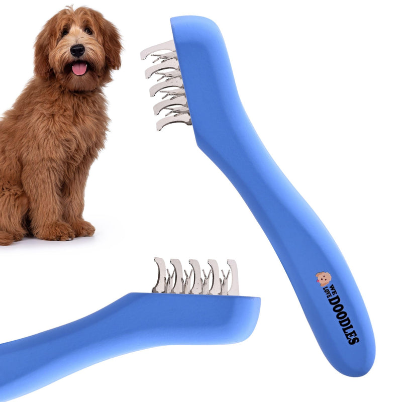 We Love Doodles Dematting Comb for Dogs - Dog Hair Mat Remover, Detangler Comb & Deshedding Tool, Removes Tangles, Knots, & Loose Hair, Metal Comb, Ergonomic Handle Family (5 Blades) 5 Blades - PawsPlanet Australia