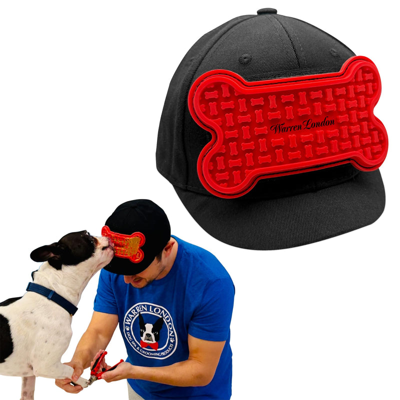 Distract-A-Hat ™ by Warren London - Dog Grooming Distraction Lick Hat for Nail Clipping and Grooming – Adjustable Fit with Adhesive Dog Lick Pad, Spreader & Cleaning Brush Included One Size Fits All - PawsPlanet Australia